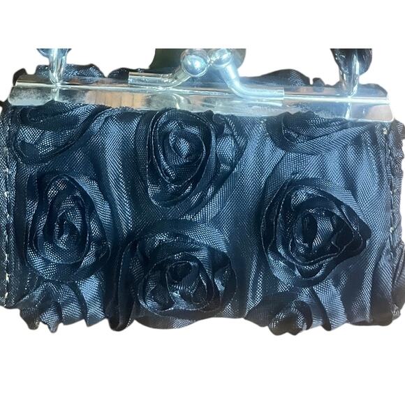 Mini Black Ribbon Bag with Removable Handle 4" x 2" x 2" w/3" Drop Handle - Picture 3 of 7